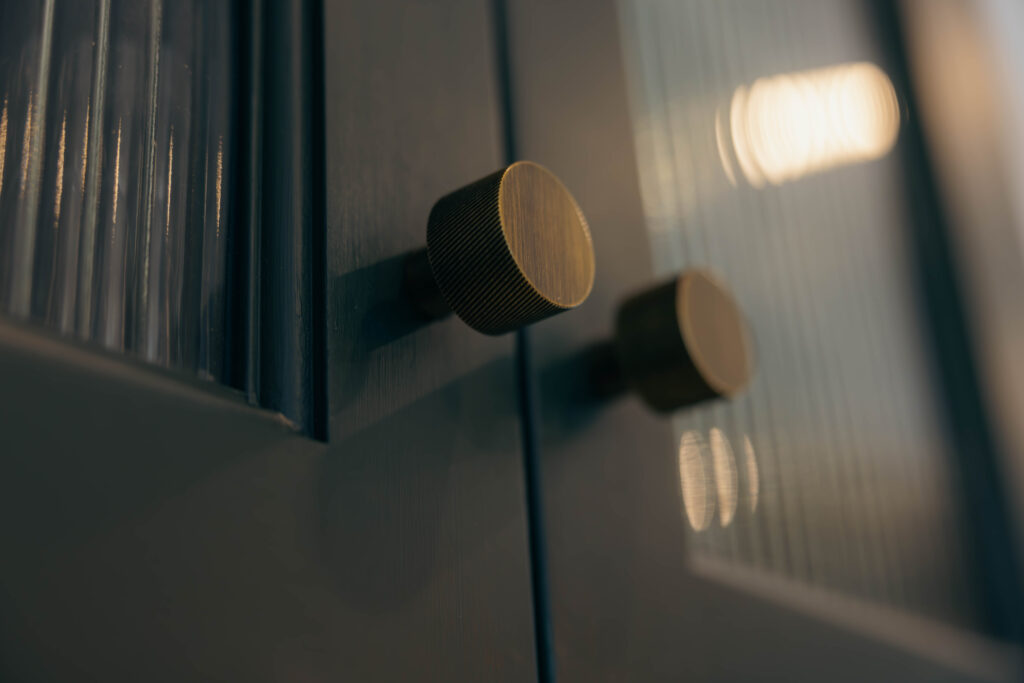 Close up of brass handles