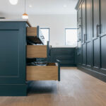Open drawers in stunning bespoke kitchen design by MOF