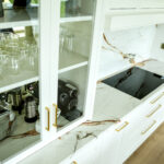 Electric hob in stone worktop