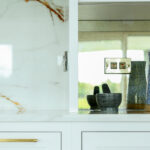 Gold Handles-Stone Worktop splashback